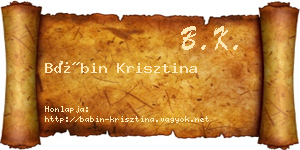 Bábin Krisztina névjegykártya